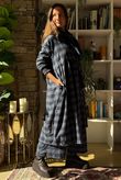 Nora Brushed Cotton Gingham Frock Coat Navy